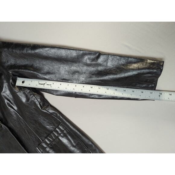 Y2K GAP Womens M Black Genuine Leather Blazer Jacket Two Button Classic - Picture 7 of 12